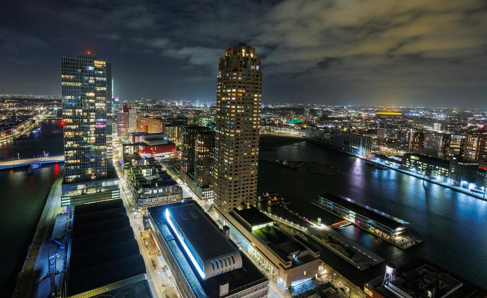 Rotterdam skyline by night